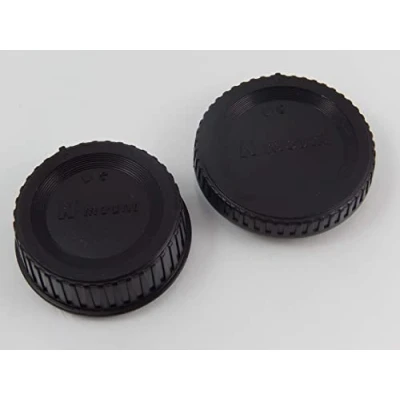 Afbeelding van vhbw Set lensdoppen, compatibel met Nikon D3400, D4, D3100, D3200, D3300, D4s, D500 camera, achter en behuizing, zwart