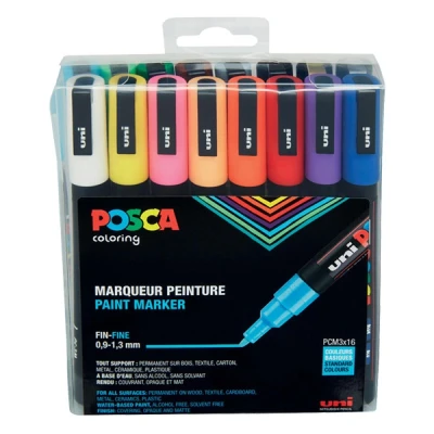 Image de Marqueurs posca pc3m conique fine dark 16 pièces