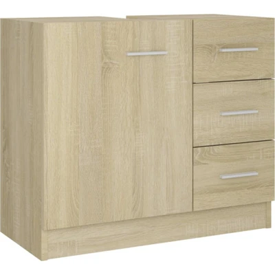 Afbeelding van Wastafelkast 63x30x54 cm bewerkt hout sonoma eikenkleurig
