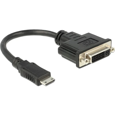 Afbeelding van Delock 65564 HDMI / DVI Adapter [1x stekker C mini 1x bus 24+5 polig] Zwart 20.00 cm