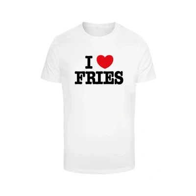 Afbeelding van Mister Tee LOVE Fries Tshirt print, Heren, Maat: Medium, White