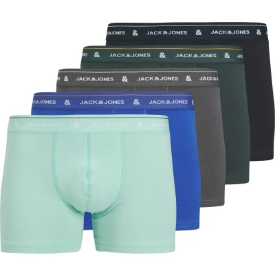 Afbeelding van Jack &amp; Jones Jacron Solid Trunks 5 PACK Onderbroeken, Heren, Maat: XL, Lapis blue/asphalt/sky captain/aruba blue/magical forest