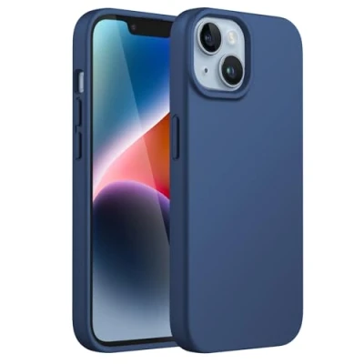 Afbeelding van JETech Siliconen beschermhoes voor iPhone SE 14 6,1 inch (model 2022/2020), 8/7, rondom bescherming, zijdezacht gevoel, zachte binnenvoering van microvezelweefsel (kobaltblauw)