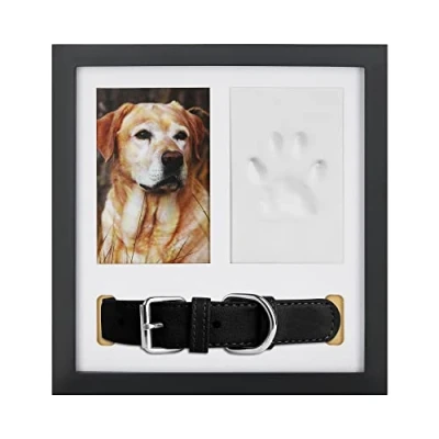 Afbeelding van Navaris fotolijst Voor huisdieren aandenken foto pootafdruk en halsband van hond of kat 27 x 28 cm 3 in 1 set inclusief klei