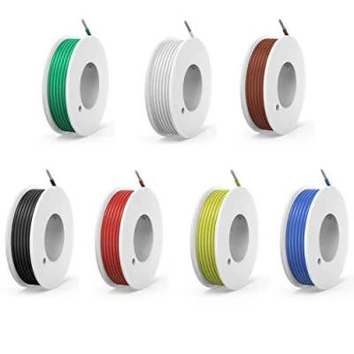 Afbeelding van Haerkn Siliconen draad 0,05 mm², 30 AWG, vertind koperdraad, zacht en flexibel, 7 kleuren, elk 20 meter, temperatuurbestendigheid tot 200 graden Celsius, 60 V