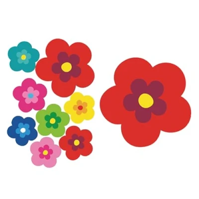 Afbeelding van tradercat Pril Set van 8 autostickers, bloemenmotief, retrostijl, voor alle gladde oppervlakken, ideaal je auto, bloemen (rood)
