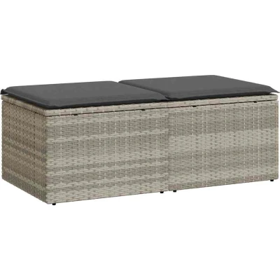 Afbeelding van vidaXL 2 delige Loungeset met kussens poly rattan acacia lichtgrijs