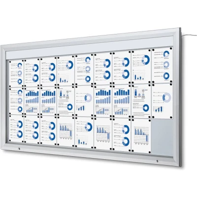 Afbeelding van Vergrendelbaar Notitiebord Outdoor Verlicht Logo met Gasveer 27x A4 Syna SCT27XA4PHLED Horeca &amp; Professioneel