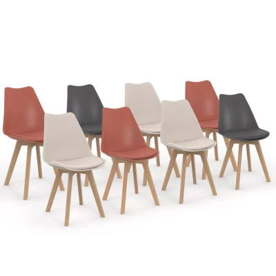 Image de Lot de 8 chaises scandinaves SARA mix color gris foncé x2, terracotta x3, beige x3