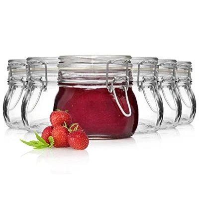 Afbeelding van Bormioli Fido, set van 6 beugelsluitglazen, 500 ml, Rocco, voorraadpotten, draadbeugelpotten, glas, transparant, x ml