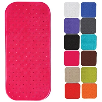 Afbeelding van MSV Douche/bad anti slip mat badkamer rubber roze 36 x 97 cm met zuignappen extra lang formaat
