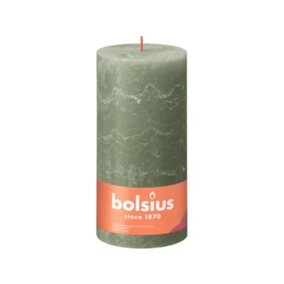 Afbeelding van Bolsius olijfgroen rustiek stompkaars 200/100 (125 uur) Fresh Olive