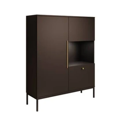 Afbeelding van Meubella Vitrinekast Lagos Zwart 120 cm