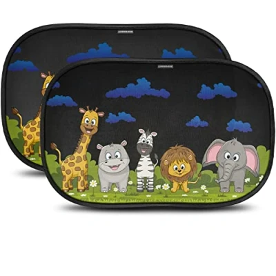 Afbeelding van Zonneklep voor baby/kinderen, unieke optimale tint met gecertificeerde uv bescherming zonder het zicht volledig te blokkeren, eenvoudig aan brengen, 2 stuks, 51 x 31 cm,