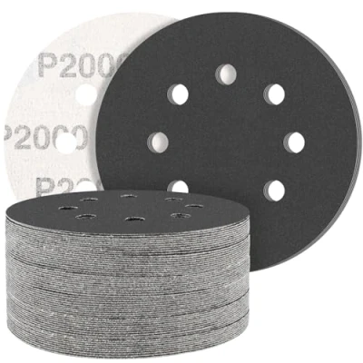 Afbeelding van Schuurschijven 125 mm, korrel 2000, schuurpapier, 50 stuks, 8 gaten, slijpschijf voor een grootte van ideaal slijpen/polijsten/roest verwijderen