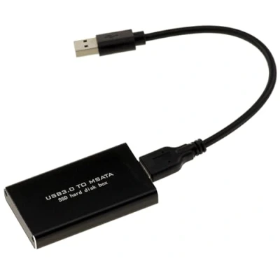 Afbeelding van KALEA INFORMATIQUE Zwarte mSATA naar USB3 aluminium behuizing met kabel voor 30 mm of 50 SSD