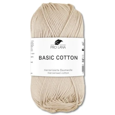 Afbeelding van Frida&#039;s Wollhaus Pro Lana Basic Cotton 50g Katoenen wol voor breien, haken, 64 kleuren (15, natuur)