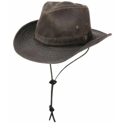 Afbeelding van STETSON Diaz Outdoorhoed voor dames/heren Cowboy in vintage look met kinband, biezen, franjes lente zomer, Bruin