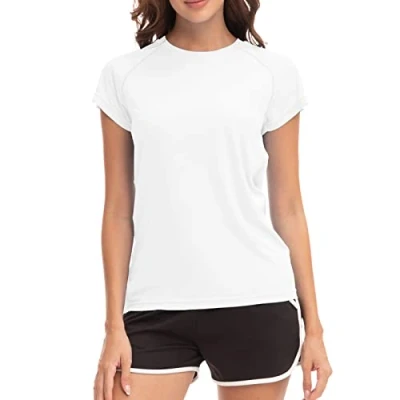 Afbeelding van MEETWEE Rash Guard Surf T shirt voor dames, met korte mouwen, UPF 50+, Wit