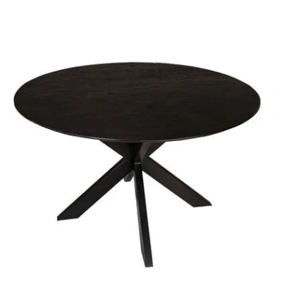 Afbeelding van Eettafel Rond Zwart Mangohout 120x120x76cm Romeo Giga Meubel