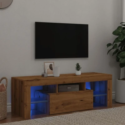 Afbeelding van vidaXL Tv meubel met LED 120x36,5x40 cm bewerkt hout artisanaal eiken