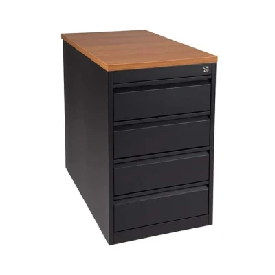 Afbeelding van Praktische standcontainer 3 lades diep 60CM kleur Wit (RAL9010) topblad Beuken