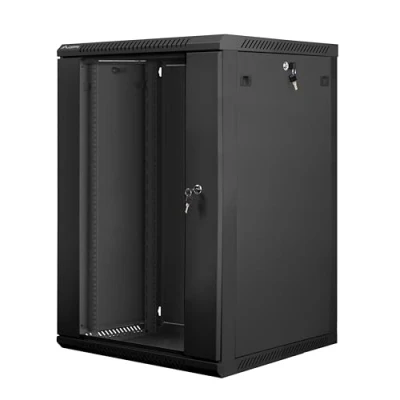Afbeelding van Lanberg wandinbouw rack kast 19&#039;&#039; 18U 600x600mm zwart (glazen deur)