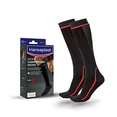 Afbeelding van Hansaplast Sportcompressiesokken ter ondersteuning van de spieren, bevordering het spierherstel, maat L/XL
