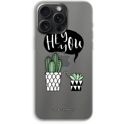 Afbeelding van Case Company® hoesje geschikt voor iPhone 15 Pro Max Hey you cactus Soft Cover Telefoonhoesje Bescherming aan alle Kanten en Schermrand