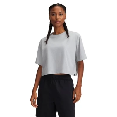 Afbeelding van Under Armour Rival Tshirt basic, Dames, Maat: Large, Mod gray light heather/black/white