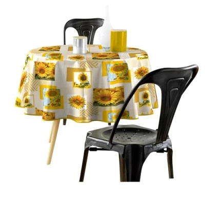 Afbeelding van Ronde tafelkleed met zonnebloemen SUNFLOWER, Ø 160 cm, kunststof