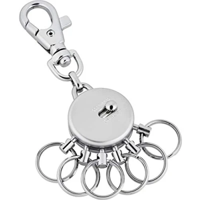 Afbeelding van Jadani Sleutelhanger Kingsport met karabijnhaak en 6 afneembare ringen, verkrijgbaar in verschillende designs, zilver, mat, 93 x 25 10 mm,