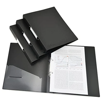 Afbeelding van Rapesco 1657 Germ Savvy antibacterieel, polypropyleen map met 2 ringen, 25 mm, A4, een rug van 35 zwart, 4 stuks