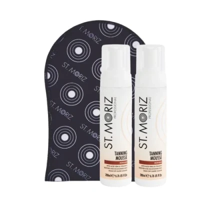 Afbeelding van St Moriz Onmiddellijk zelfbruinend schuim, 2 x 200 ml, medium en bruiningswanten