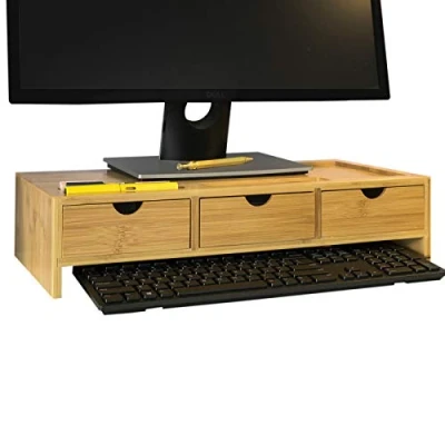Afbeelding van SoBuy® BBF03 N Ergonomische Monitorstandaard Universele Computer Laptop of TV scherm Bamboe Screen Verhoger