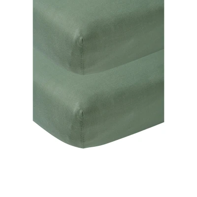 Afbeelding van Meyco Hoeslaken Co Sleeper 563432 Forest Green 2 pack