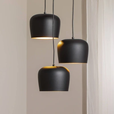 Afbeelding van Hanglamp Berceste N 1413, zwart, metaal 3 lamps rond