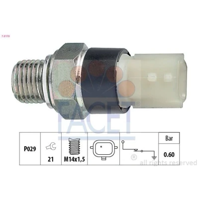 Afbeelding van FACET 7.0178 Oliedruksensor M14x1,5 1 Made in Italy OE Equivalent DACIA: Duster Van, Logan I MCV, Lodgy, RENAULT: MEGANE 3 Coupe,