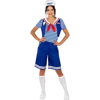 Afbeelding van FUNIDELIA Robin Ahoy Kostuum Stranger Things Maat S M Blauw