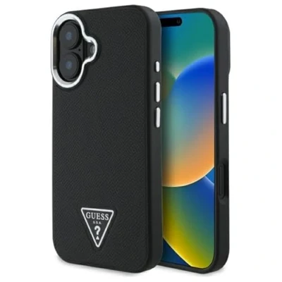 Afbeelding van Guess GUHMP16MPGTSPSK iPhone 16 Plus 6,7&quot; zwart/zwarte hardcase Gerafelde driehoek MagSafe (Apple Plus), Smartphonehoes, Zwart