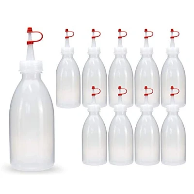 Afbeelding van Octopus 10 x 250 ml plastic fles LDPE knijpfles laboratoriumfles vulfles verstuiver met doseerpunt of druppelstop