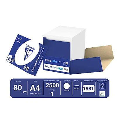 Afbeelding van Clairefontaine Clairalfa Printpapier Ft A4, 80 G, Doos Van 2500 Vel Wit A4