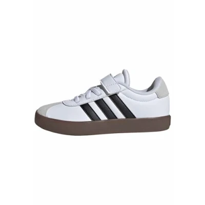 Image de adidas VL Court 3.0 Shoes Kids Chaussures de sport unisexes pour adulte, Blanc/noir/gris (Cloud White Core Black Grey One), 32 EU