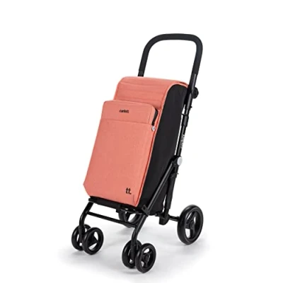 Afbeelding van Carlett Urban Quad Boodschappentrolley Tasinhoud 50L Koelvak 10L 4 wielen Lichtgewicht Opvouwbaar Zalmroze