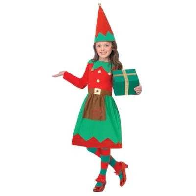 Afbeelding van &quot;Verkleedpak Elf voor meisjes Kerst Kinderkostuums 104 116&quot;