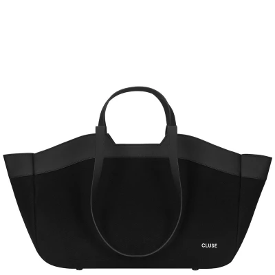 Afbeelding van Cluse Grote Shopper Dames Schoudertas Katoen Tote Bag Zwart