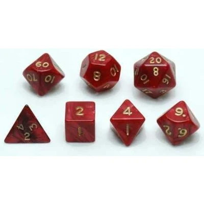 Afbeelding van Dobbelstenen Set Rood marmer/parelmoer 7 st. : HOT Games