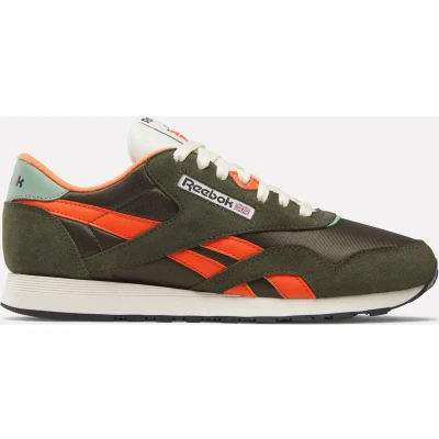 Afbeelding van Reebok Classic Nylon Unisex Sneakers laag, Maat: 41, Hunter green/pump orange/vintage chalk Leer en textiel