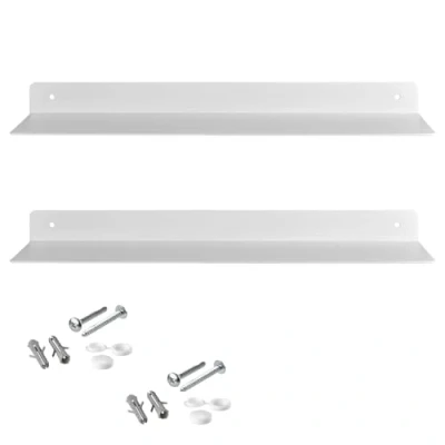 Afbeelding van SOTECH Set van 2 design wandplanken HOVER III 350 x 130 30 mm wit, wandmontage, badkamerrek met bevestigingsset, moderne plank