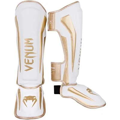 Afbeelding van Venum Kickboks Scheenbeschermers Elite Wit Goud maat M